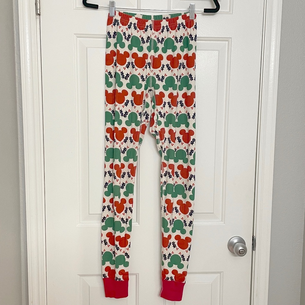 Hanna Andersson Disney Adult Pajama Jogger Pants In Green & Red Mickey Mouse